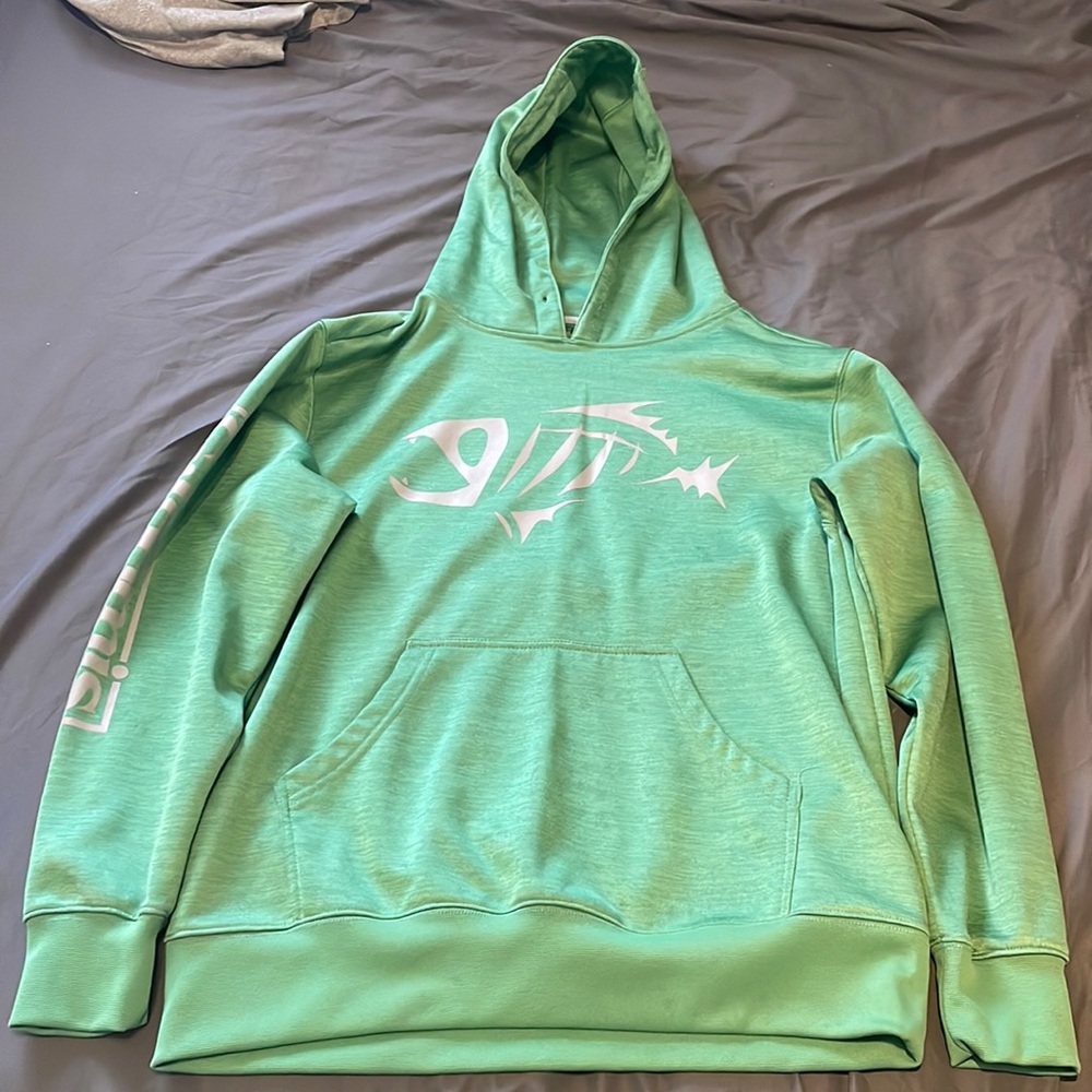 G-Loomis fishing hooded sweatshirt, lime green, size-M.